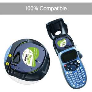 Compatible Label Tape Replacement for DYMO Letratag Refills 91330 10697 Self-Adhesive Paper LT Tape for DYMO LetraTag Plus LT-100T LT-100H QX50 Label Maker, Black on White, 5-Pack