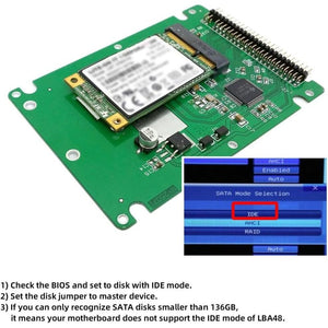 ChenYang mSATA Mini SATA SSD to IDE 44Pin 2.5 inch Hard Disk Case Enclosure Box White for Laptop