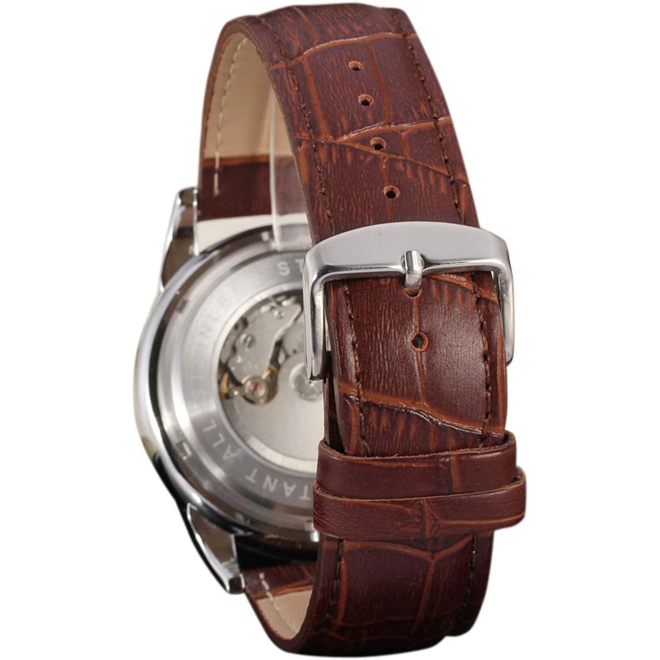 Buy now FORSINING Men's Automatic Self Winding Moon Phase Watch with Brown Leather Strap Analogue Display FSG319M3T4 at indiglob india