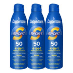 Coppertone Sport Sunscreen Spray SPF 50, Sweat, Heat and Water Resistant Sunblock, Lightweight, Oxybenzone Free, Spray Sunscreen Bulk Pack, 5.5 Oz Bottle, Pack of 3 (Packaging May Vary) - My Store