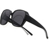 BLUE CUT Fit Over Polarized Sunglasses Driving Clip-on Over Glasses, Solar Shield Sunglasses Over Prescription Glasses - Matt Black