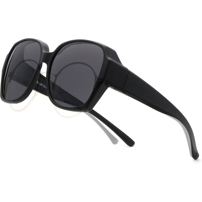BLUE CUT Fit Over Polarized Sunglasses Driving Clip-on Over Glasses, Solar Shield Sunglasses Over Prescription Glasses