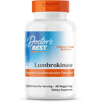 Doctors Best Lumbrokinase, Supports Heart Function, 720,000 Units Per Serving, 60 Veggie Caps