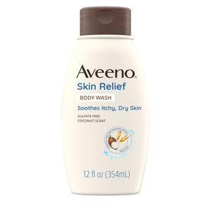 Aveeno Skin Relief Body Wash with Coconut Scent & Soothing Oat, Gentle Soap-Free Body Cleanser for Dry, Itchy & Sensitive Skin, Dye-Free & Allergy-Tested, 12 fl. oz