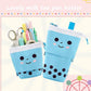 Cute Standing Pencil Case Pen Holder for Kids, Pop Up Stand UP Bubble Tea Pen Organizer Kawaii Stationary for Christmas Holiday New Year Office (Blue)