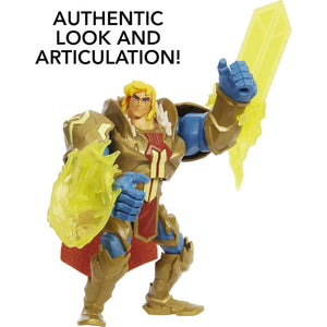 Masters of the Universe and He-Man He-Man Action Figure in Grayskull Armor with Power Attack Move & 2 Accessories Inspired by MOTU Netflix Animated Series, 5.5-in Collectible Toy for Kids Ages 4Y+