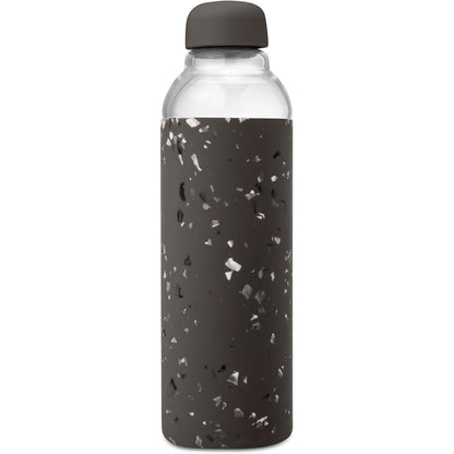 W&P Porter Glass Water Bottle w/ Protective Silicone Sleeve | Charcoal 20 Ounces | On-the-Go | Reusable Bottle for Coffee, Tea and Water | Portable | Dishwasher Safe