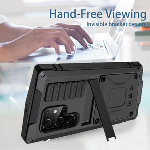 Samsung S22 Ultra Metal Case with Screen Protector Camera Protector Military Rugged Heavy Duty Shockproof Case with Stand Full Cover Tough case for Samsung S22 Ultra (S22 Ultra, Black)