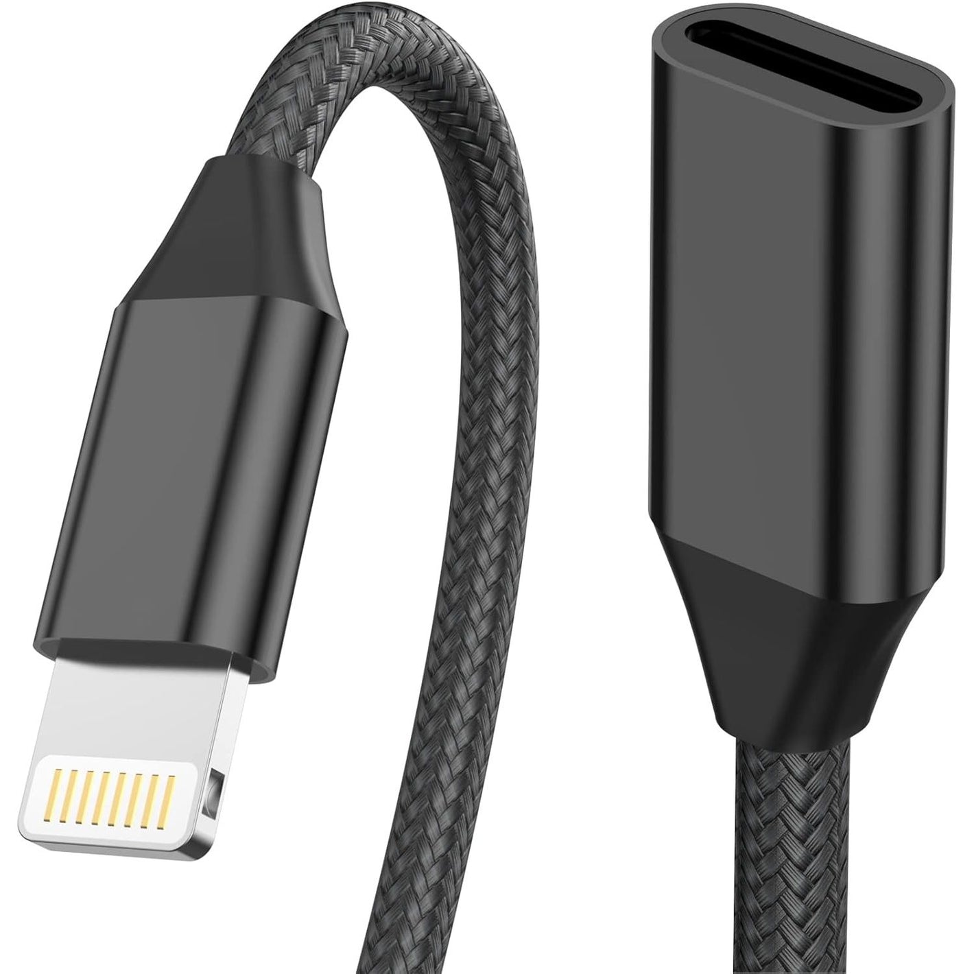 for iPhone Charger Extension Cord,[Apple MFi Certified] Nylon Braided Lightning Extender Dock Cable Male to Female Adapter 3.3FT for iPhone 14 Pro 13 Pro 12 11 X XR 8 7 6 Pass Video,Data,Audio