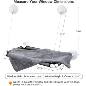 Lcybem Cat Window Perch - Hammock With Plush Pad, Space Saving Bed, Pet Resting Seat Safety Holds Two Large Cats, Providing All Around 360 Sunbathe for Indoor