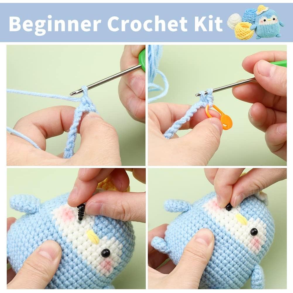 Buy now ZMAAGG Beginners Crochet Kit, Crochet Animal Kit, Knitting Kit with Yarn, Polyester Fiber, Crochet Hooks, Step-by-Step Instructions Video, Crochet Starter Kit for Beginner DIY Craft Art (Penguin) at indiglob india