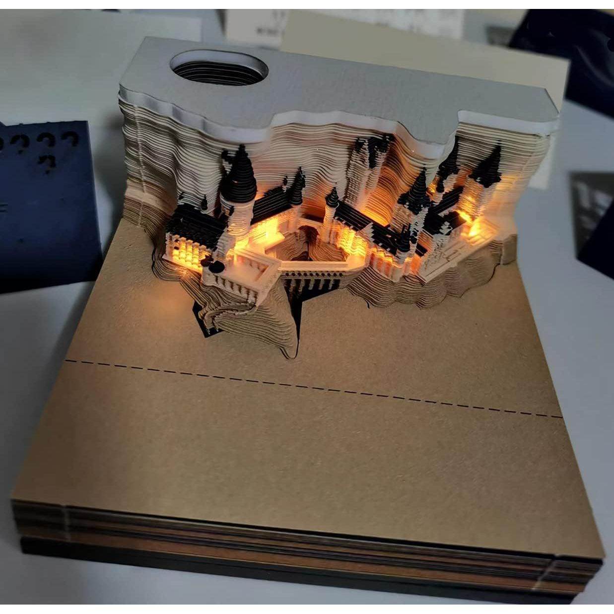 1Pc 160 Sheets Memo Pads Paper Art with Light, Castle 3D Stick Notes Convenience Stickers Papers Card Craft, Original DIY Post Notes Notepad - My Store