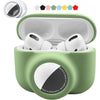 2 in 1 Protective Skin Case Compatible for Airpods Pro and Airtag Case Combo Set, Silicone GPS Tracker Cover Holder, Soft Shock-Proof Anti-Scratch Anti-Lost(White) - Emerald Green