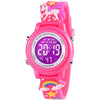 3D Cartoon Waterproof Kids Watches with Alarm - Best Toys Gifts for Girls Age 3-10 - Rose Red