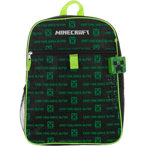 BIOWORLD Boys' Minecraft Creeper Youth 5 Piece Backpack Set, Green, One Size - My Store