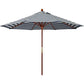 California Umbrella 9' Round Hardwood Frame Market Umbrella, Stainless Steel Hardware, Push Open, Navy Blue Olefin