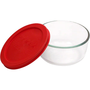 Pyrex Simply Store 2-Cup Single Glass Food Storage Container with Lid, Non-Pourous Glass Round Meal Prep Container with Lid, BPA-Free Lid, Dishwasher, Microwave, Oven and Freezer Safe