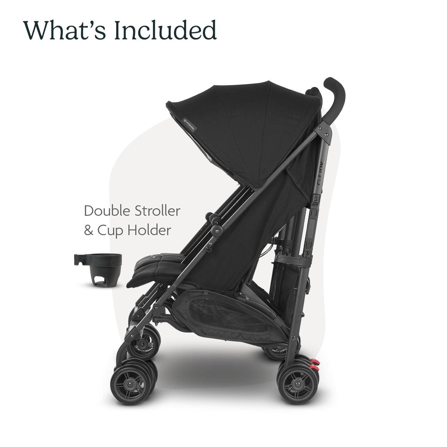 Buy now UPPAbaby G-Link V2 Double Umbrella Stroller / Lightweight Design / One-Step Fold + Recline / XL Basket + Canopy / Cup Holder Included / Jake (Black/Carbon Frame) at indiglob india