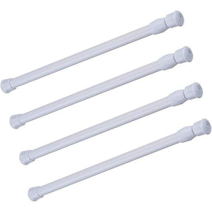 Tension Rods, 4 Pack 15.7-28 Inches Adjustable Spring Steel Cupboard Bars Tension Curtain Rod Shower Rod Extendable Width