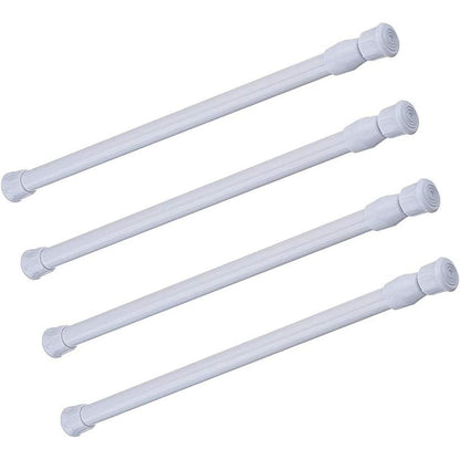 Tension Rods, 4 Pack 15.7-28 Inches Adjustable Spring Steel Cupboard Bars Tension Curtain Rod Shower Rod Extendable Width