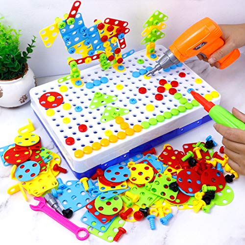 Buy now HAPTIME Design and Drill Toy, Building Toys for Kids Ages 3-8,STEM Toys for 3 4 5 6 Year Old,193 Pcs Electric Drill Toy,Magic Montessori Play Toolbox for Toddler Boys Girls Preschool at indiglob india