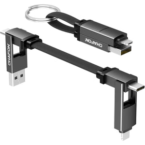 Multi Charging Cable Short,Travel Portable Magnetic Keyring 5 in 1 USB Charger Data Cord,PD 60W USB A/C to Type C/Lighting/Micro Connectors for iPhone iPad MacBook Samsung, 6.3in