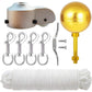 EKEV Flag Pole Hardware Parts Repair Kits - 3" Topper Gold Ball + 50 Ft Halyard Rope + 6" Cleat Hook + 4 Flag Swivel Snap Hooks + Flagpole Pulley Truck for 2" OD Tube
