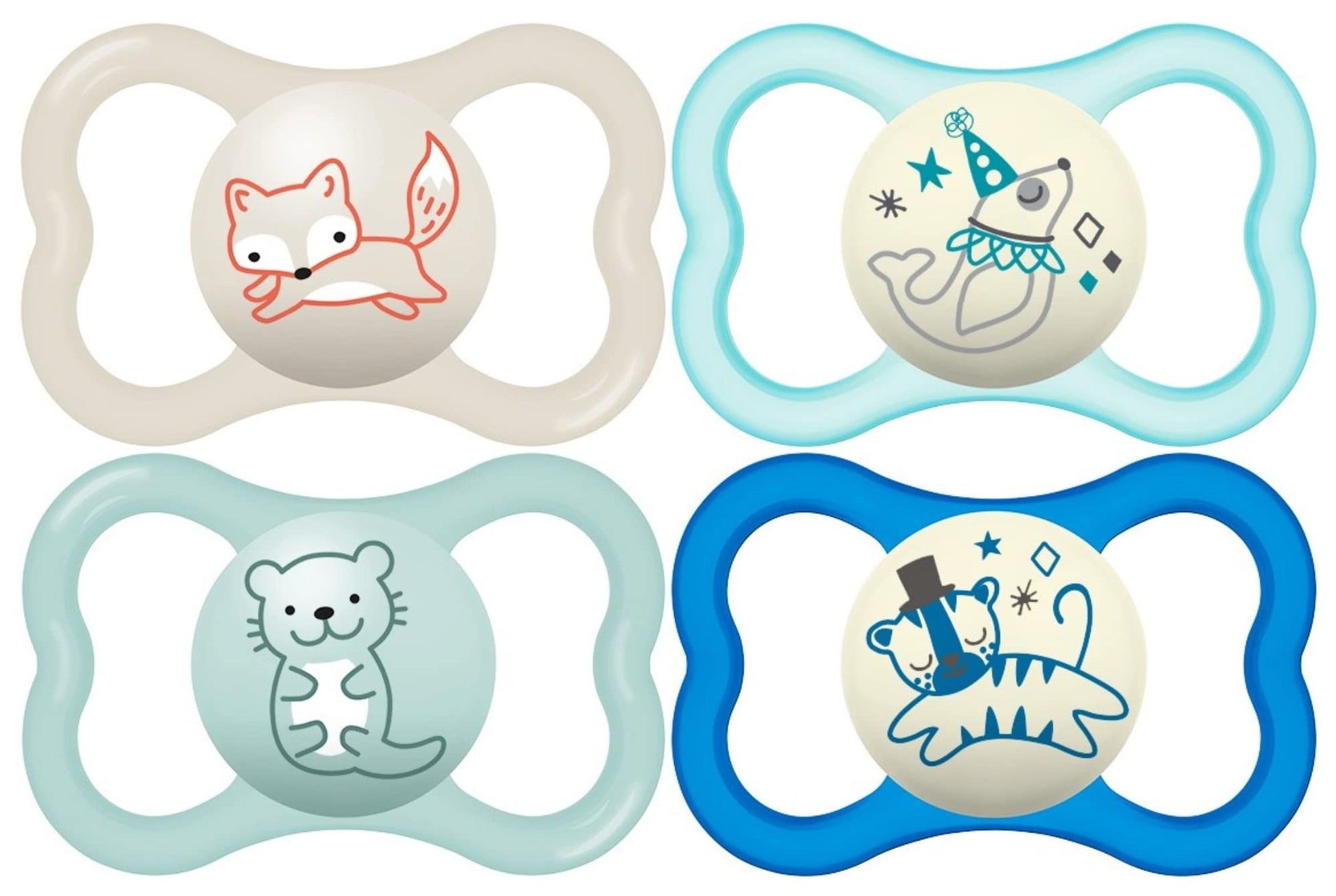 Buy now MAM Air Pacifier for Babies 6-16 Months, Extra Air Flow for Sensitive Skin, Glows in The Dark, Developed with Medical Experts, BPA-Free Skin Soft Silicone, 2 Count, with Sterilizer Case at indiglob india