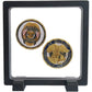 Challenge Coins Display Frame, Clear 3D Floating Holder, Small Shadow Box for Medal, AA Medallions, Jewelry, Black, 4.3"x4.3"x0.8"