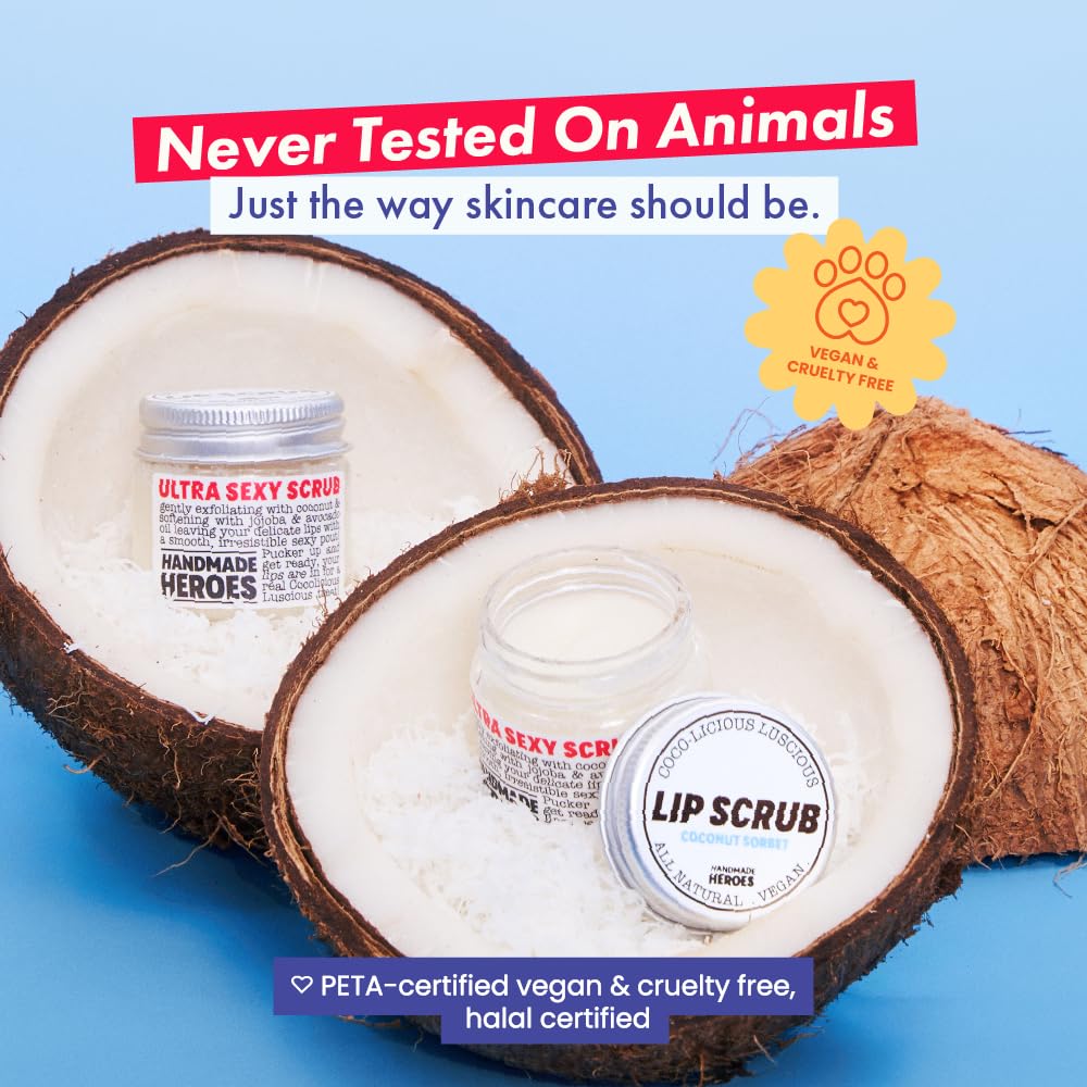 Buy now Handmade Heroes 100% Natural Lip Scrub, Vegan Conditioning Coconut Exfoliator - Gentle Exfoliant, Sugar Polish and Scrubber for Chapped Dry Lips, 1oz (Coconut Sorbet) at indiglob india