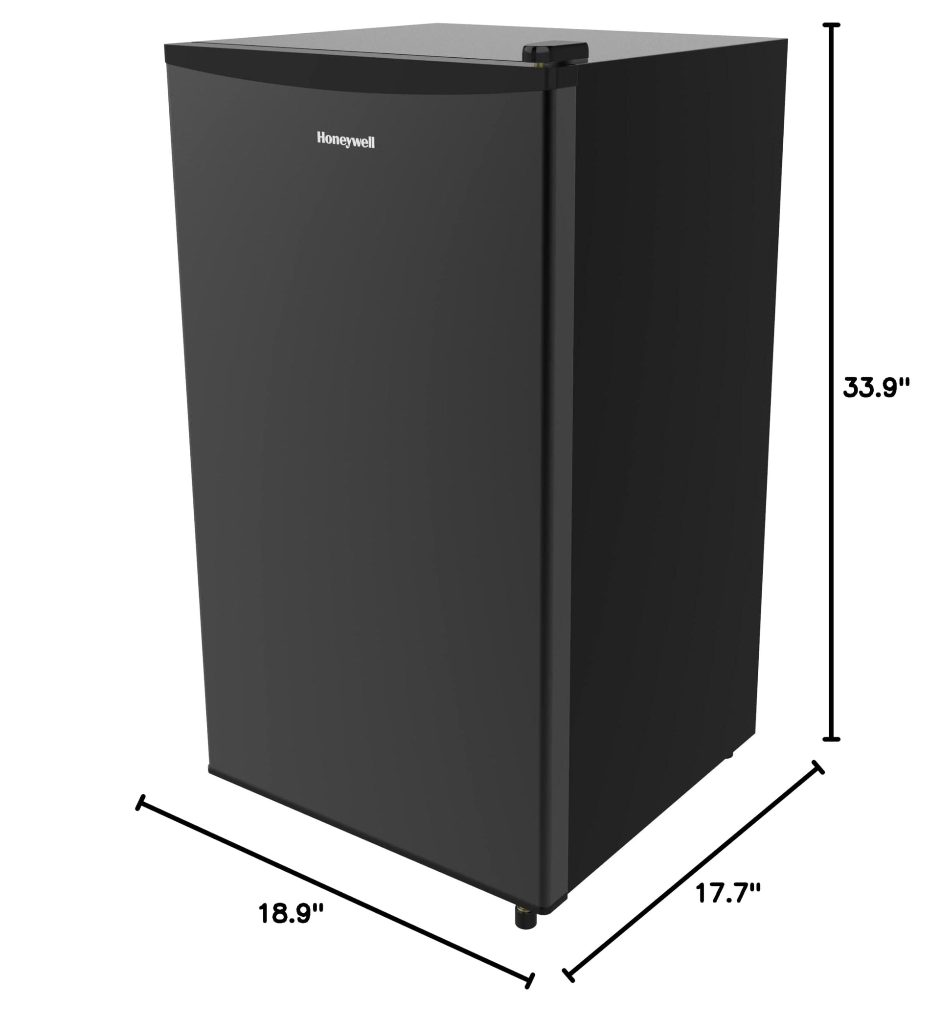 Buy now Honeywell Compact Refrigerator 3.3 Cu Ft Mini Fridge with Freezer, Single Door, Low noise, Removable Shelves, for Bedroom, Office, Dorm with Adjustable Temperature Settings, Black at indiglob india
