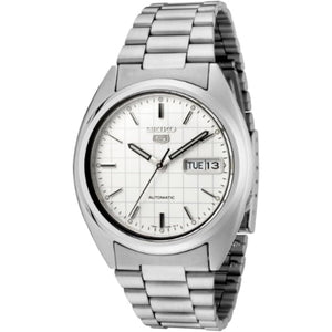 Seiko Men's SNXF05 5 Automatic White Dial Stainless Steel Watch