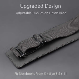 Adjustable Elastic Band Pen Holder, Pencil Holder, Pen Sleeve Pouch for Hardcover Journals, Notebooks, Planners, Binders, Fit Notebooks from 8" to 11” in Height, PU Leather, Detachable, Black