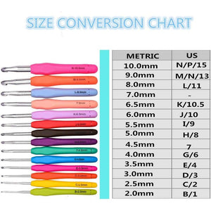 YOKER 14 Sizes Crochet Hooks Set,2mm(B)-10mm(N) Ergonomic Crochet Needles with Case Soft Grip Handles Yarn for Arthritic Hands, Extra Long Crochet Needles Kit (14 Sizes Crochet Hooks Set)
