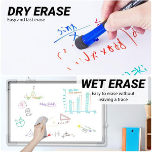 Magnetic Dry Erase Markers Fine Point Tip, 12 Colors White Board Markers Dry Erase Marker with Eraser Cap, Low Odor Whiteboard Markers Thin Marking for Kids Teachers Office School Supplies