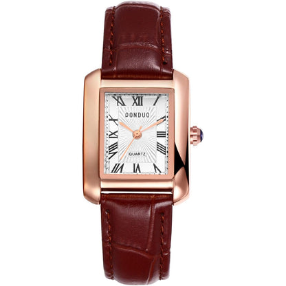 Lancardo Retro Vintage Square Quartz Analog Watch Silver Tone Case Crocodile Pattern Brown Leather Business Casual Dress Wrist Watch