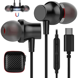 USB C Headphone,COOYA Type C Wired Earbuds Magnetic Bass Noise Canceling In-Ear Earphones+Mic for iPhone 17 16 15 Pro Max iPad 10 Pixel 9 8 for Samsung Galaxy S25 Ultra S24 S23 A16 A56 for OnePlus 13