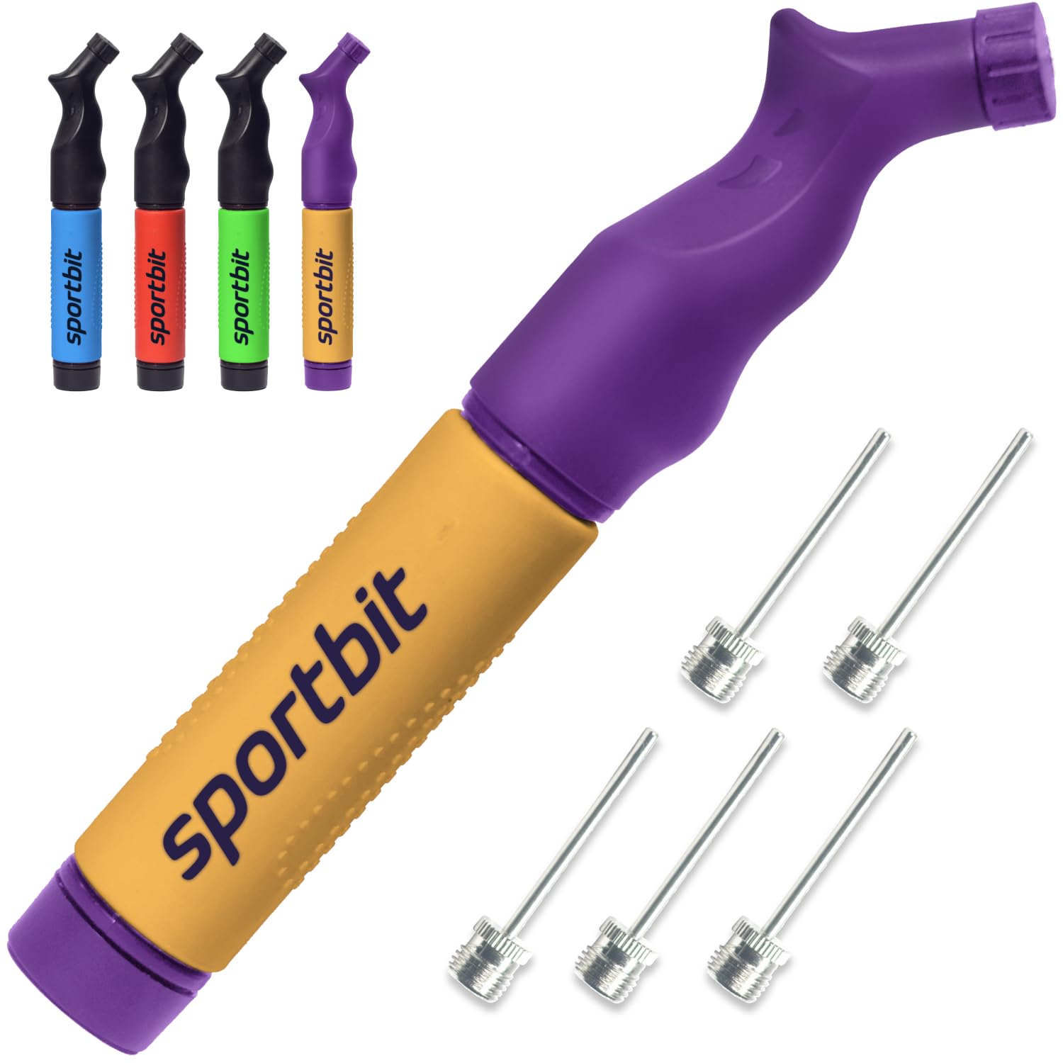 Buy now SPORTBIT Ball Pump for Sports Balls - Push & Pull Inflating System - Hand Pump for All Exercise Balls - Volleyball Pump, Basketball Inflator, Football & Soccer Ball Air Pump - Goes with 5 Needles Set at indiglob india