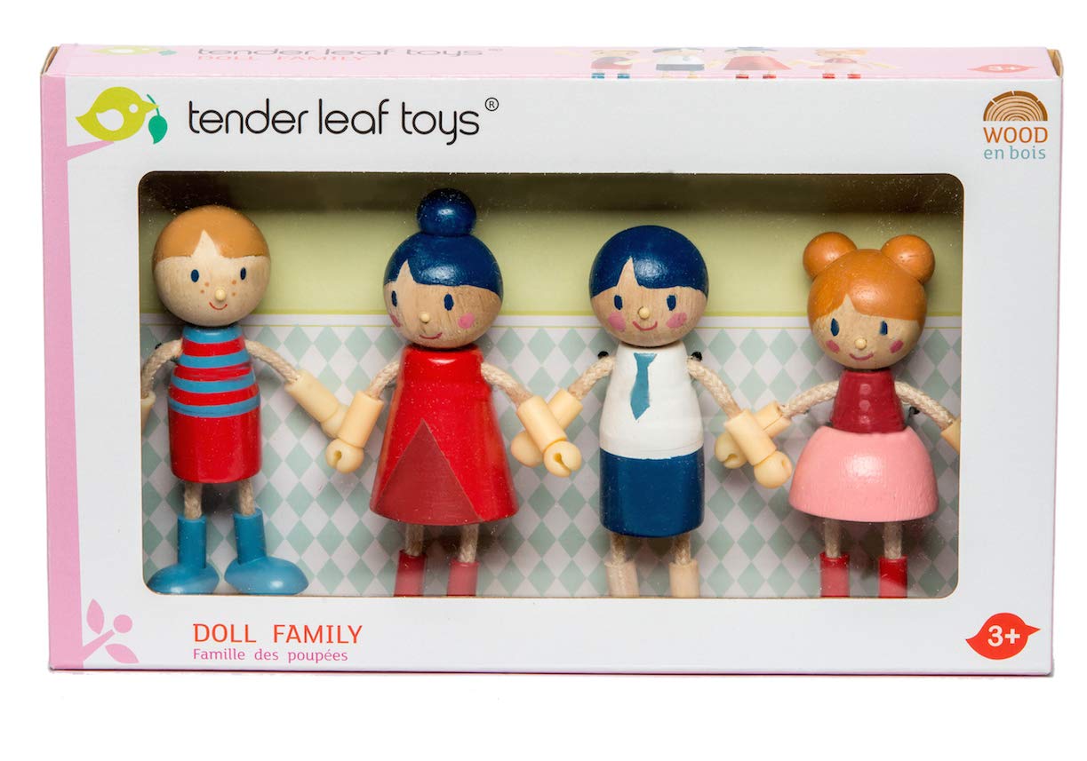 Buy now Tender Leaf Toys - Doll Family - Cute Wooden Flexible Doll Family for Kid's Dollhouse, Four Pcs of Multicultural Mom, Dad, Boy and Girl - Age 3+ at indiglob india