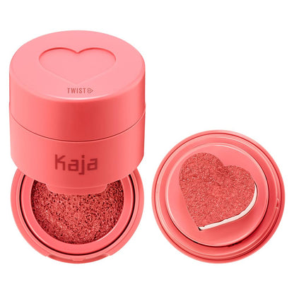 KAJA Blusher - Cheeky Stamp 02 Saucy | Buildable & Blendable Shade with Heart-shaped Applicator, Sunkissed Finish, Travel size, Hygienic, Suitable for Beginners, Portable, Korean Makeup, 0.17 Oz
