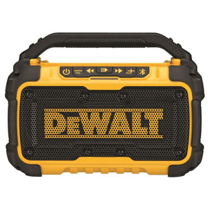 Buy now DEWALT 20V MAX Bluetooth Speaker, 100 ft Range, Durable for Jobsites, Phone Holder Included, Lasts 8-10 Hours with Single Charge (DCR010) at indiglob india