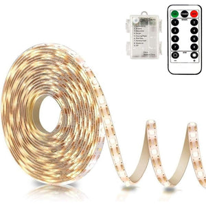 Buy now echosari Battery Powered Led Strip Lights with Remote Warm White, 8 Modes, Dimmable, Timer, Self-Adhesive, Cuttable, Waterproof, 9.8FT 90Led Strip Lights for TV Kitchen Cupboard Bedroom Decor at indiglob india