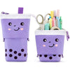 Cute Standing Pencil Case Pen Holder for Kids, Pop Up Stand UP Bubble Tea Pen Organizer Kawaii Stationary for Christmas Holiday New Year Office (Pink) - Purple