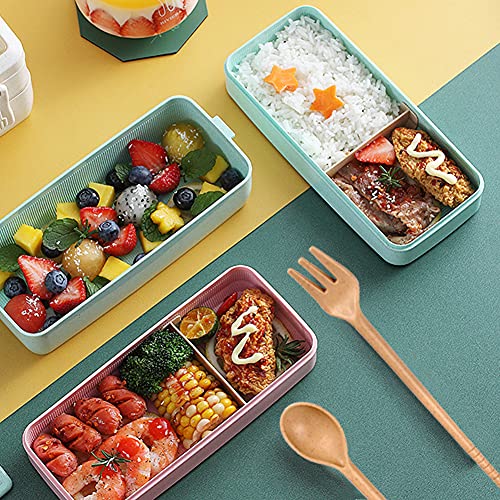 Buy now Iteryn Bento Adults Lunch Box, Stackable Bento Box, 3-In-1 Compartment - Wheat Straw, Leakproof Bento Lunch Box Meal Prep Containers at indiglob india