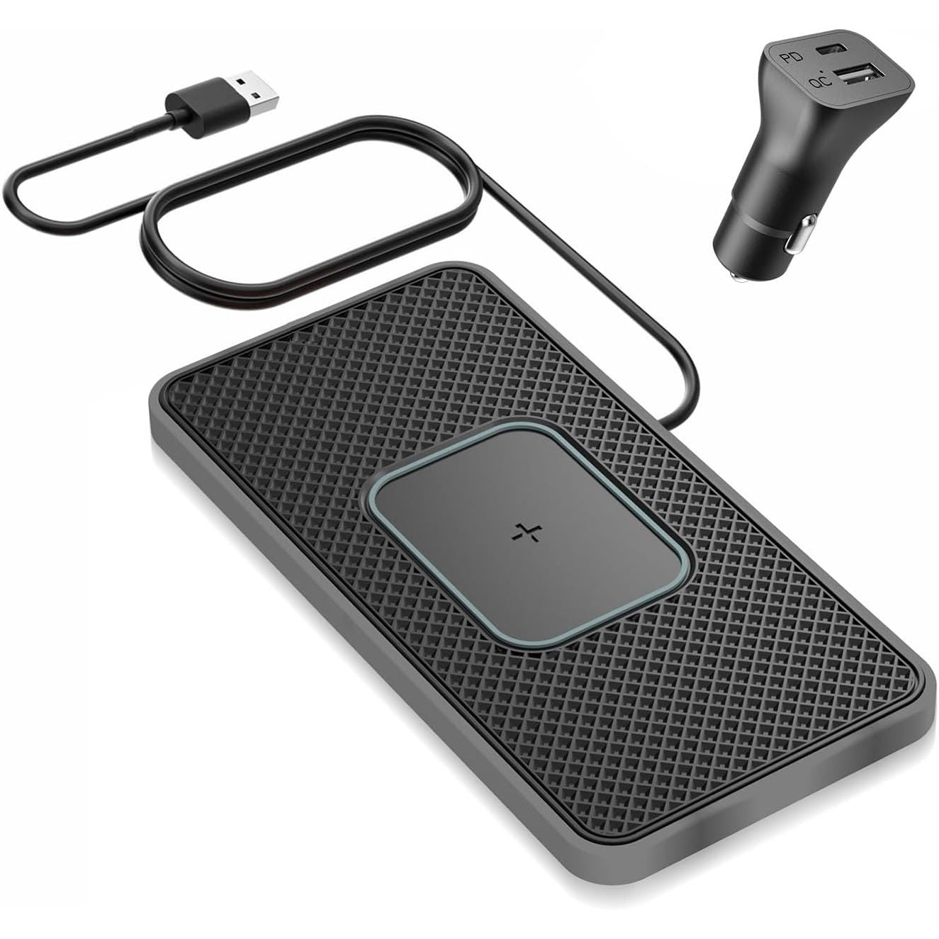 Wireless Charger Car Charging pad,SANMIDO Fast Wireless Phone Charger Cell Phone Non Slip Cordless Charging mat Compatible with iPhone 11/12/12/14/15 Galaxy S21/S22/S23/24 NOTE10 (C1P)