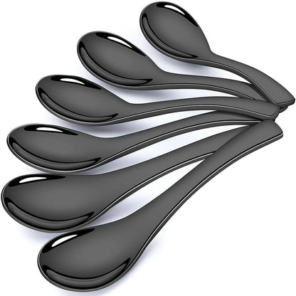 AOOSY 6-Piece Heavy Weight Soup Spoons,Stainless Steel Asian Soup Spoon with Ergonomic Short Handle for Ramen, Curry, Cereals