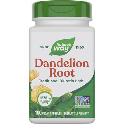Nature's Way Dandelion Root, Traditional Diuretic Herb*, Vegan Dandelion Root Capsules, 100 Count (Packaging May Vary)