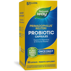 Nature's Way Primadophilus Reuteri Probiotic, Supports Digestive & Immune Health*, 5 Billion Live Cultures, 90 Capsules (Packaging May Vary)