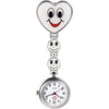 Avaner Women's Clip on Fob Watch, Stainless Steel Quartz Nurse Watch, Smile Heart Face Lapel Watch, Hanging Pocket Watch with Second Hand - white