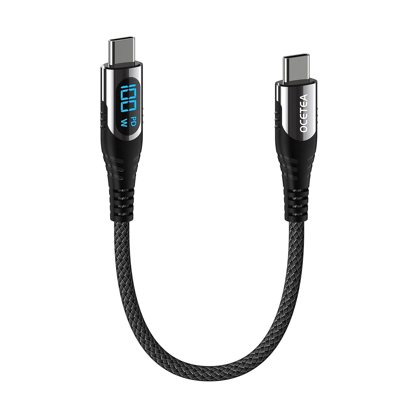 Short USB C to USB C Cable (100W 5A), 1ft Type C Cable with LED Display, USB C Cord Fast Charging Compatible with iPhone 15/15 Pro/15 Plus/15 Pro Max, MacBook, iPad, Galaxy S23 S22, Pixel
